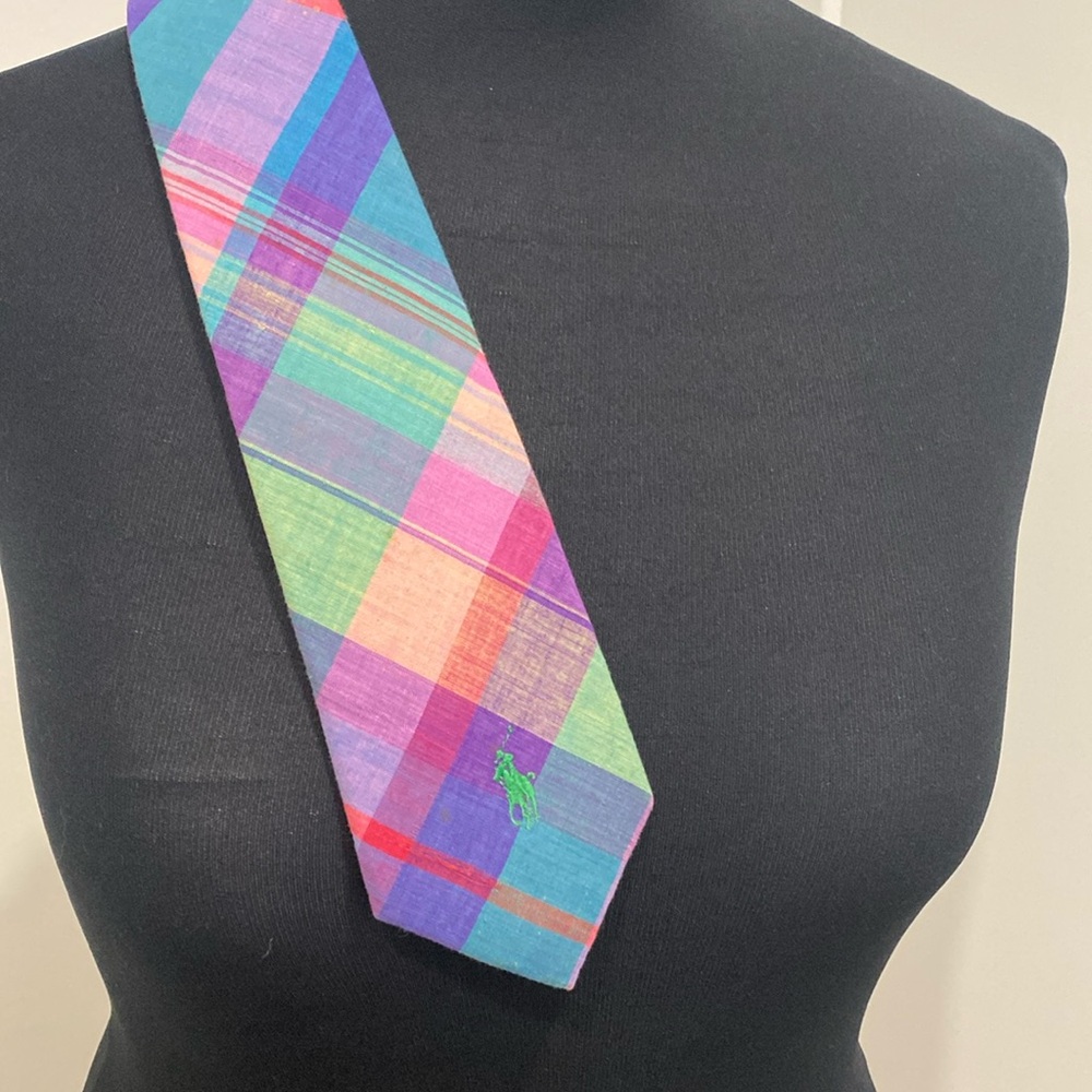 Polo by Ralph Lauren Multicolor Plaid Silk Tie - Purple, Pink, Blue, Green